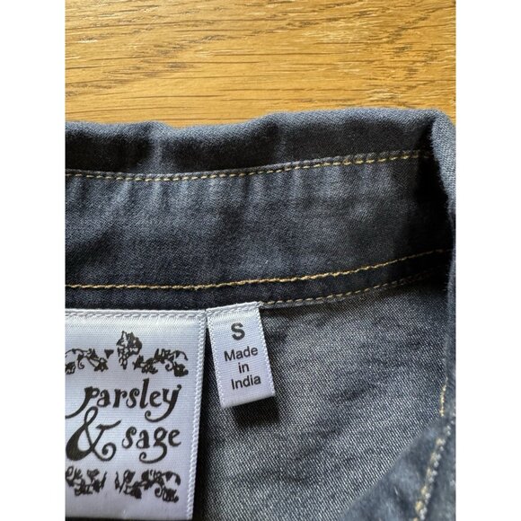 Parsley & Sage Women Jean Style ‎ Button Up Embroidered Long Sleeve Shirt Size S - Picture 5 of 13